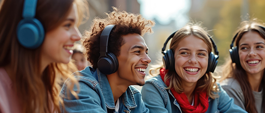 Bildbeschreibung: Jugendliche mit Kopfhörer